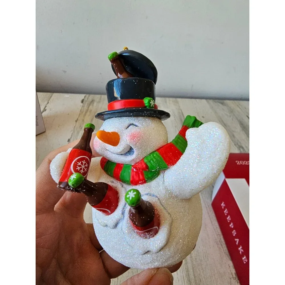 Hallmark jolly beer belly snowman ornament new‎ Xmas tree